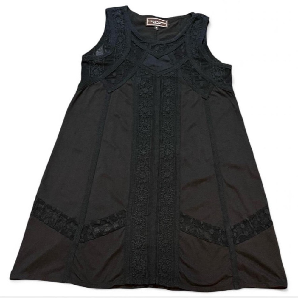 Double D Ranch Black Sleeveless Lace-Trim A-Line Dress